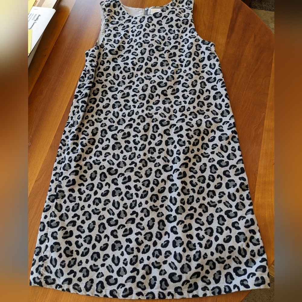Little Girl Sz 8 Dress Animal Print Leopard Jumper Sleeveless Modest A-line Vtg
